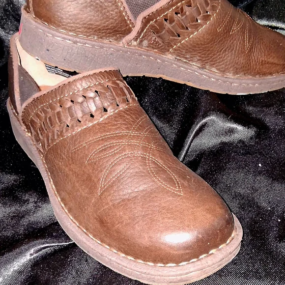 Justin Boots Dark Brown Leather Clogs - Picture 2 of 4